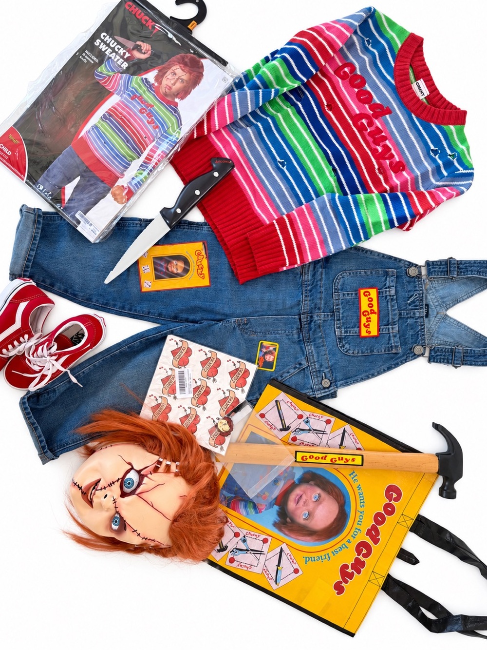 Chucky Lot Halloween Costume Mask Boy Gap Overall Toddler Size 4T 4 5/6 Red Vans